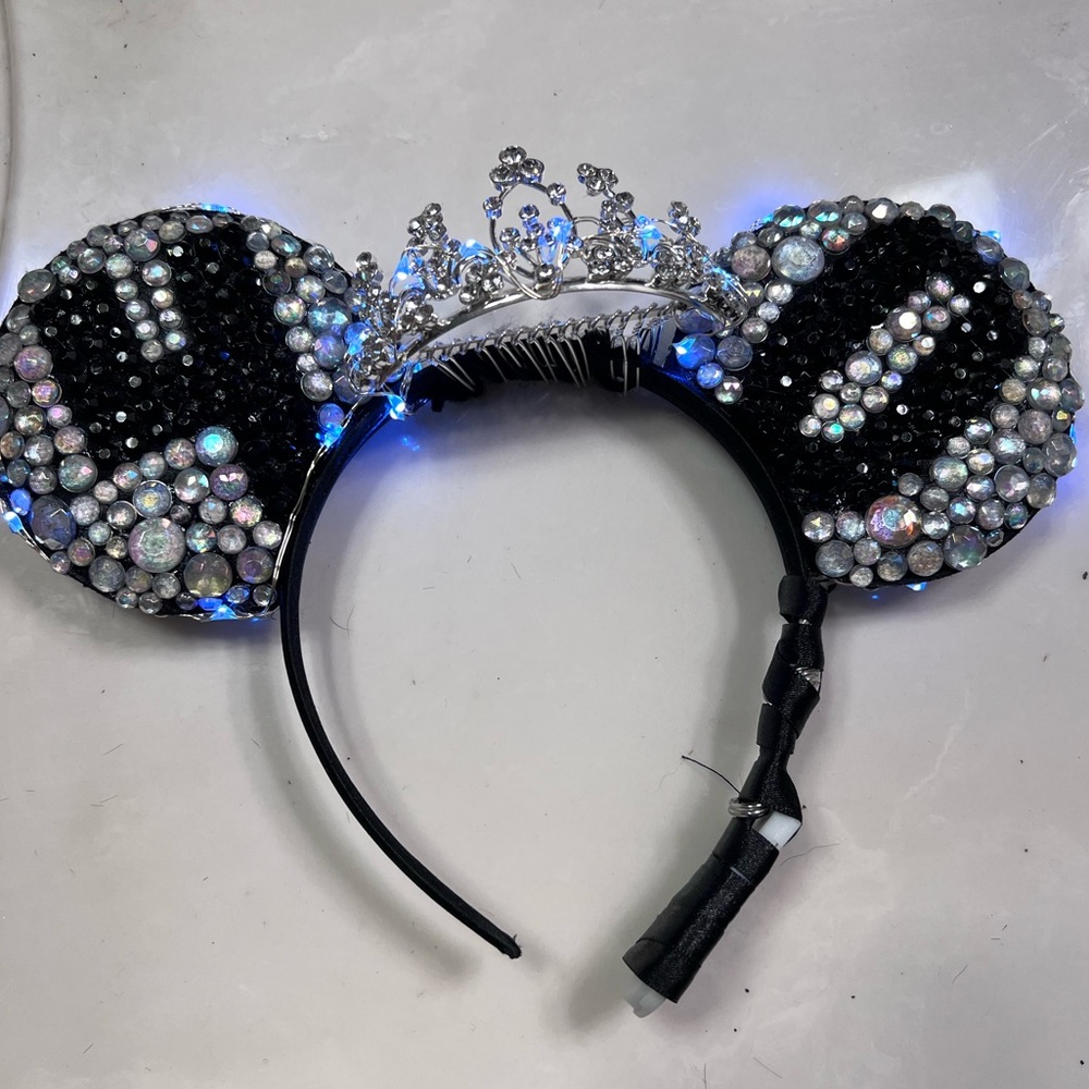 Handmade rhinestone light up Mickey / Minnie mouse ears 40th birthday